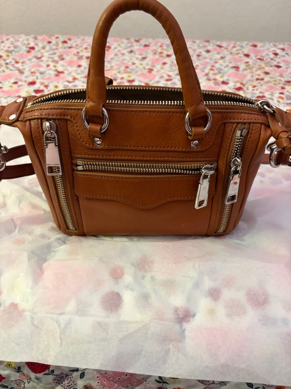 Rebecca Minkoff the Bittie MAB in Tan color Leather Satchel Handbag